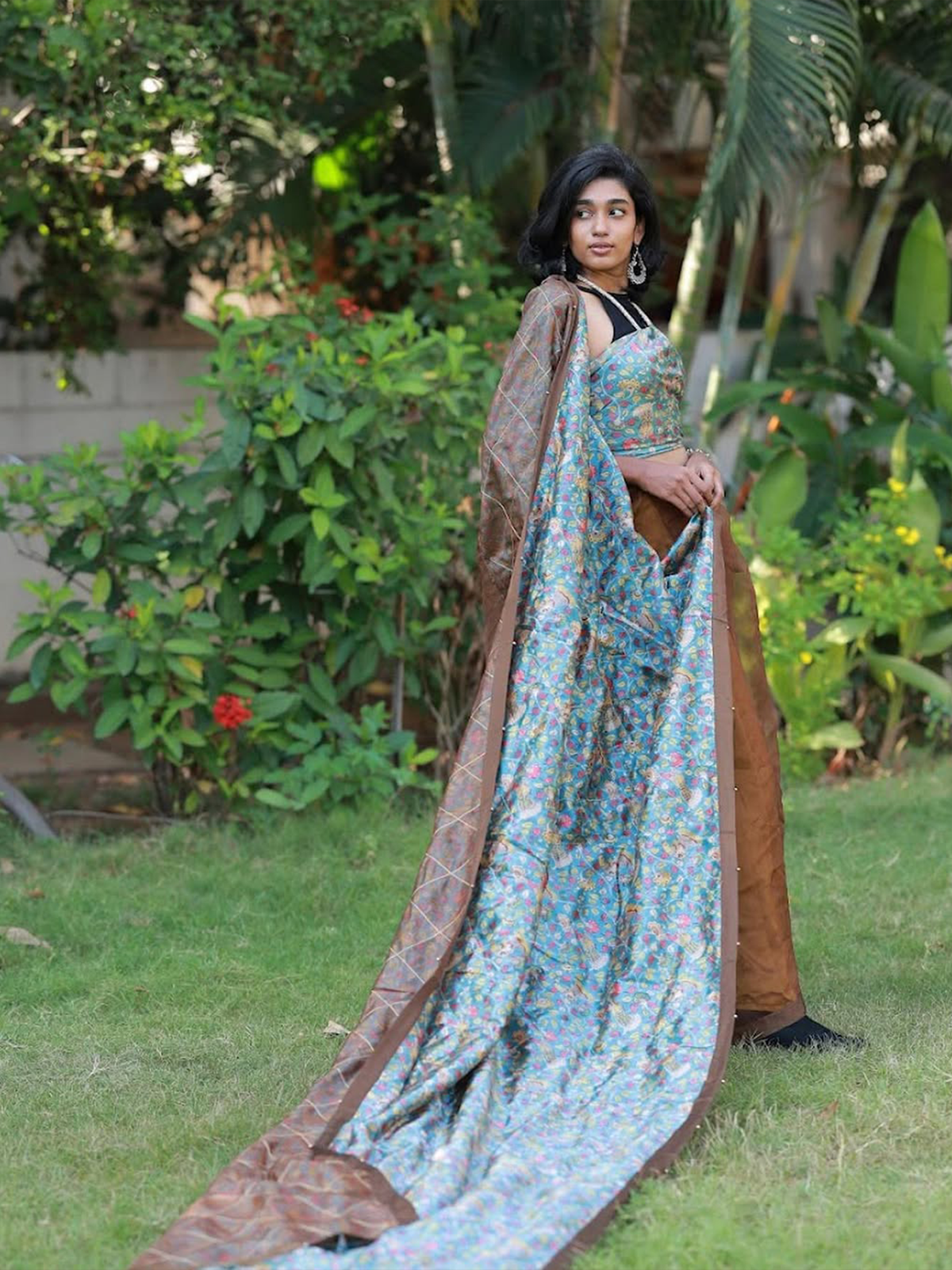 fghgfgg Bridal Organza saree - Image 1