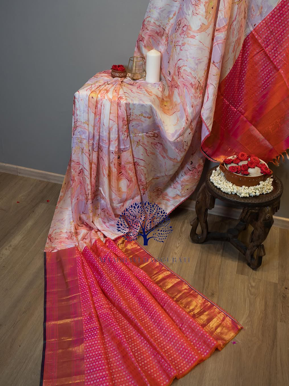 sddvdv Red paint kanchipattu - Image 1